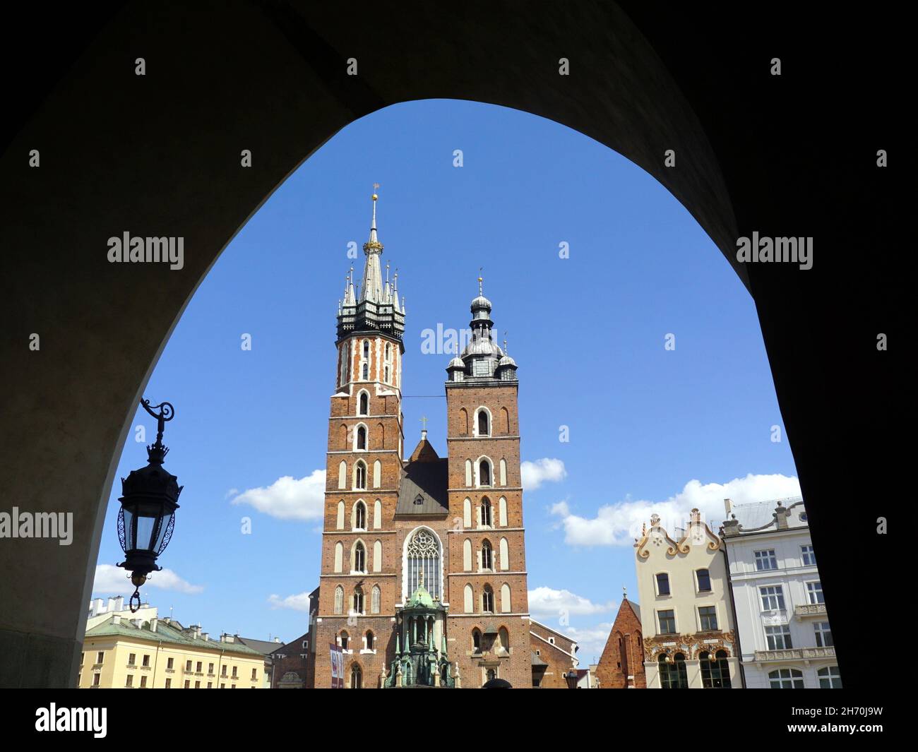 St Mary`s Basilica or Mariacki Church, a symbol of Krakow and one of the most famous landmarks in Poland Stock Photo